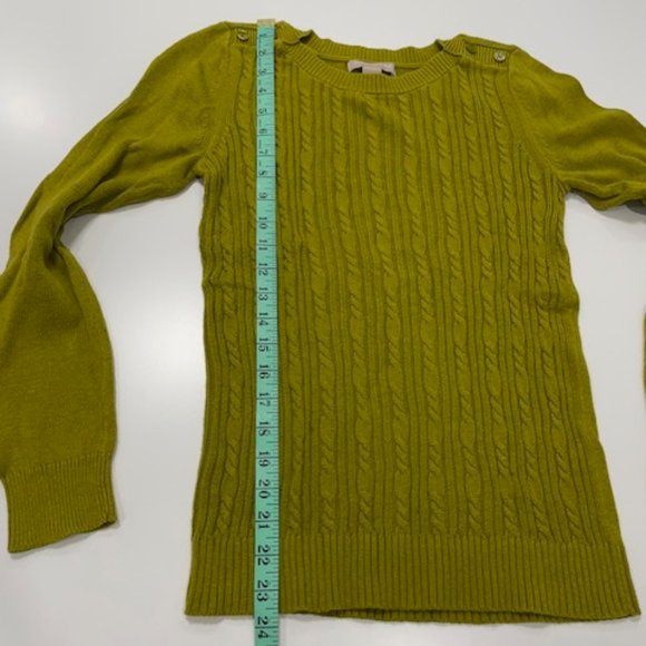 BANANA REPUBLIC Green Cable Knit Sweater with Shoulder Buttons ~ Size S… - Picture 11 of 14